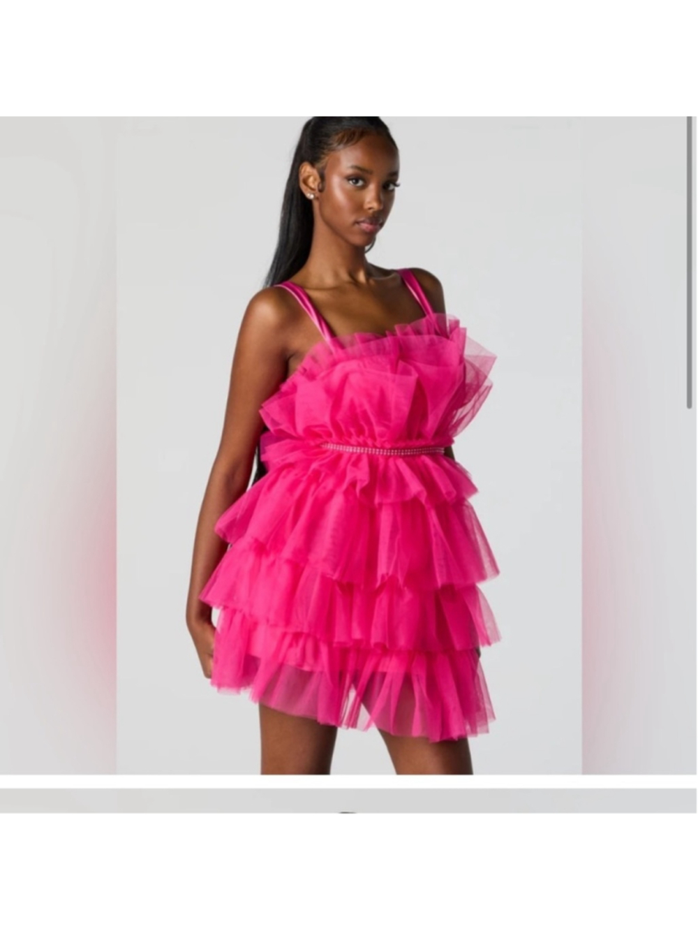 Streetwear Society - Vibrant Pink Tulle Cocktail Dress - L